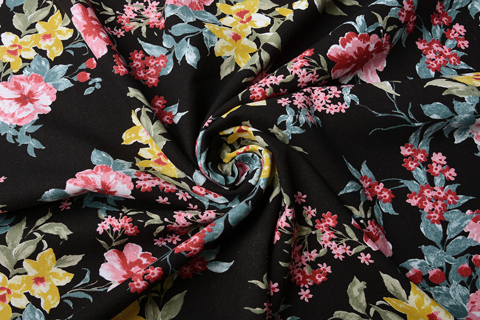 Viskose Leinen Lolita Blumen
