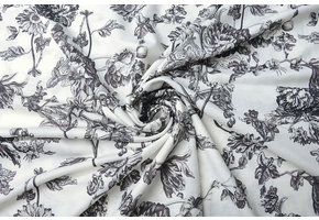 French Toile Flowy Pique Schwarz Off-White