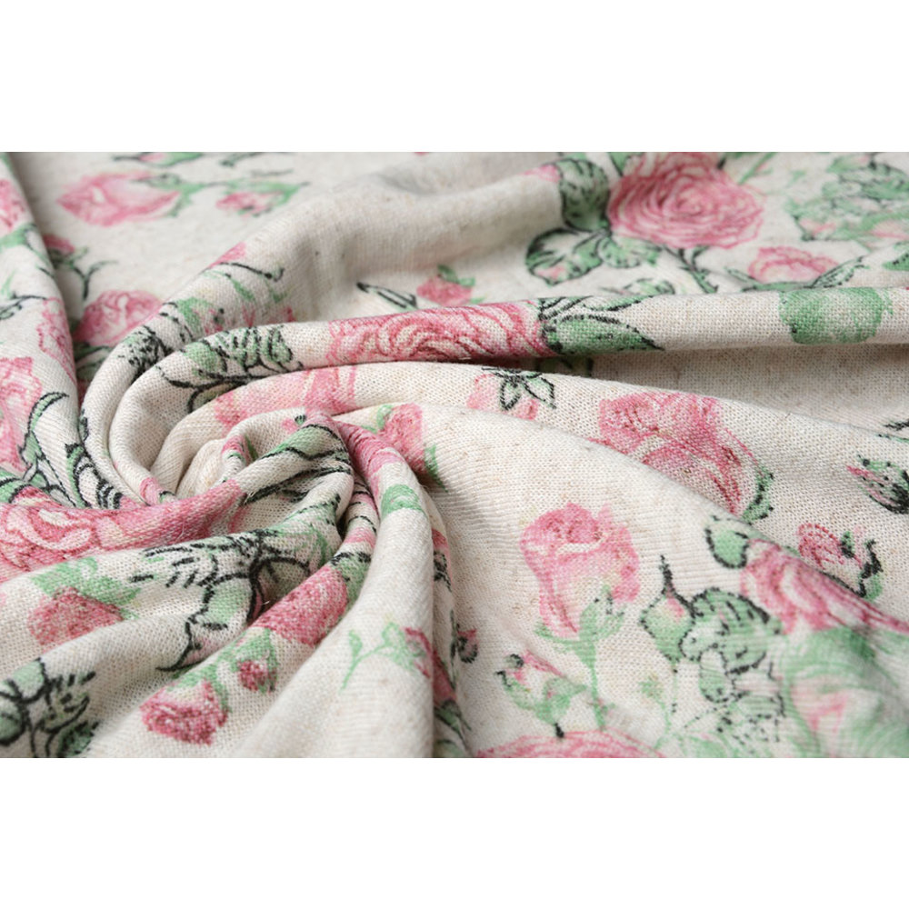 Soft Linen Jersey Roses YES Fabrics