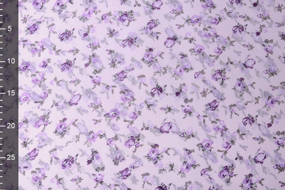 Chiffon Bedruckt Flieder Rosen