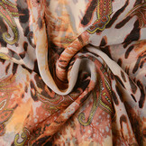 Chiffon Printed Paisley Tigerprint Orange Brique