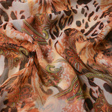 Chiffon Bedrukt Paisley Tijgerprint Oranje Brique