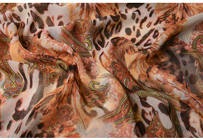 Chiffon Bedruckt Paisley Tigermotiv Orange Brique