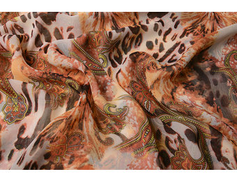 Chiffon Bedruckt Paisley Tigermotiv Orange Brique