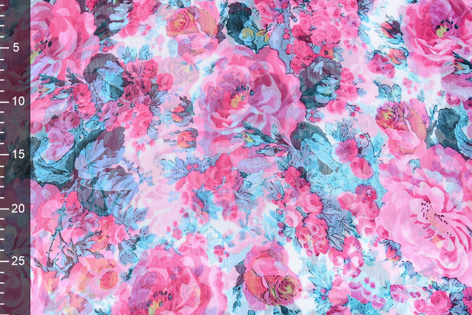 Chiffon Bedrukt Rosa Romina Roze