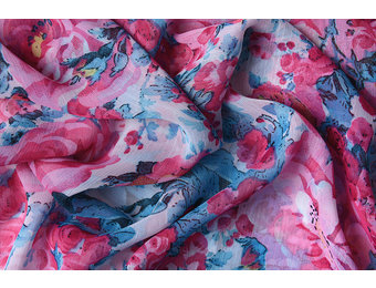 Chiffon Bedrukt Rosa Romina Roze
