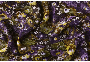 Chiffon Printed Freya Flowers Purple-Old Green