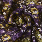 Chiffon Bedrukt Freya Bloemen Paars-Oud Groen