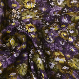 Chiffon Bedrukt Freya Bloemen Paars-Oud Groen