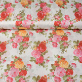 Jersey Satinbindung Rosa Rosen Off-White