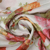 Jersey Satin Binding Pink Roses Off-White