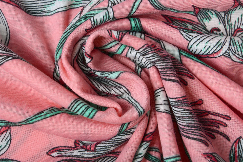 Summer Jersey Lilou Flowers Pink