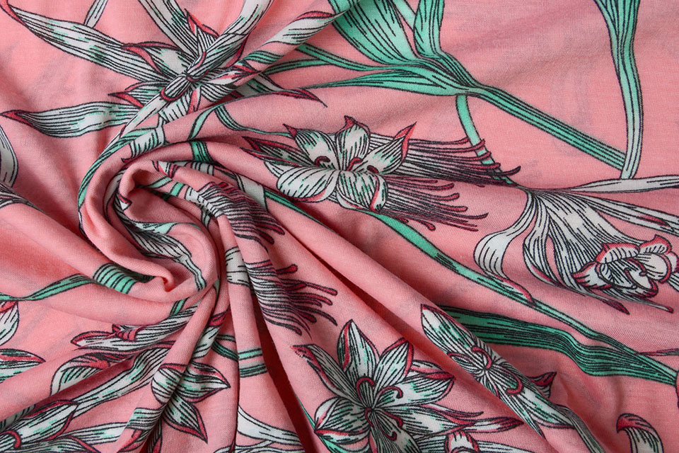 Summer Jersey Lilou Flowers Pink
