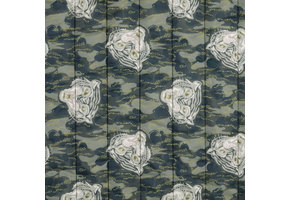 Quilted Jacketfabric Tiger Head Gray Army Green