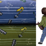 French Terry Streifen Musik Blau