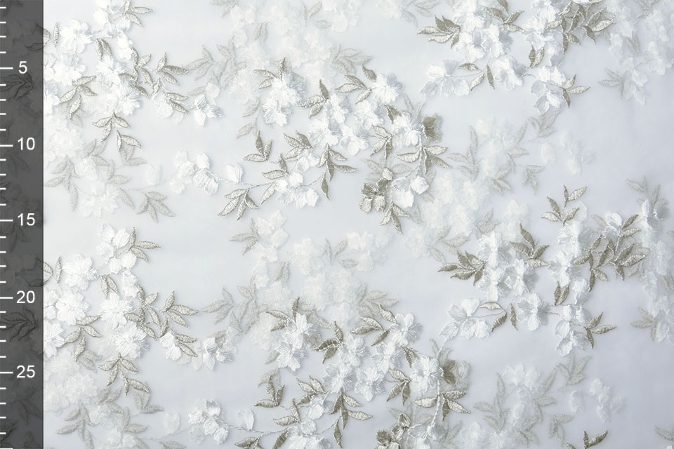 Mesh Embroidered Sophie White Silver