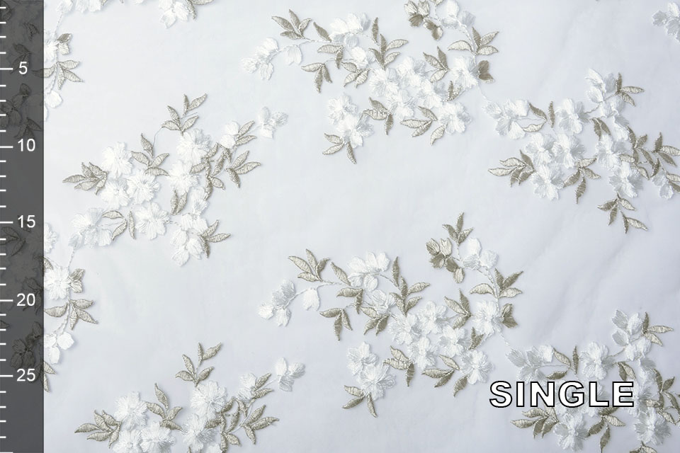 Mesh Embroidered Sophie White Silver