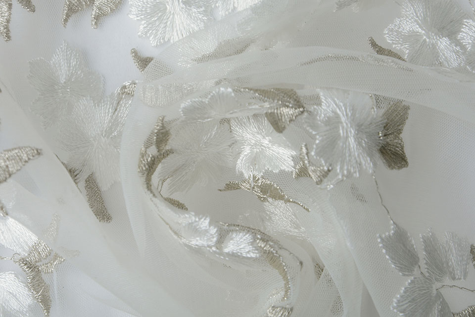 Mesh Embroidered Sophie White Silver
