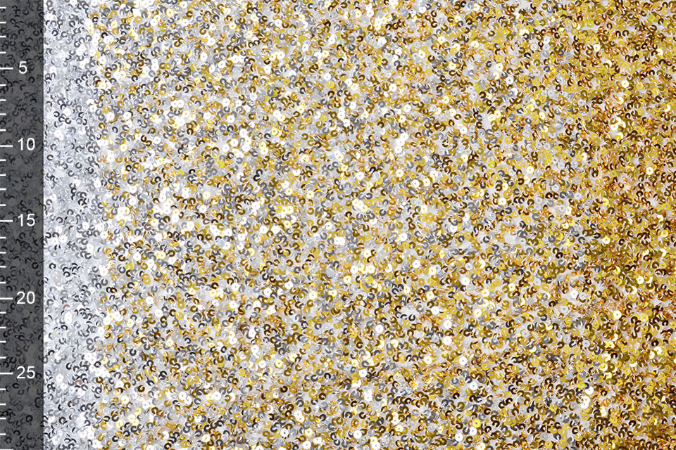 Sequins Gradient on Chiffon Gold Silver - YES Fabrics