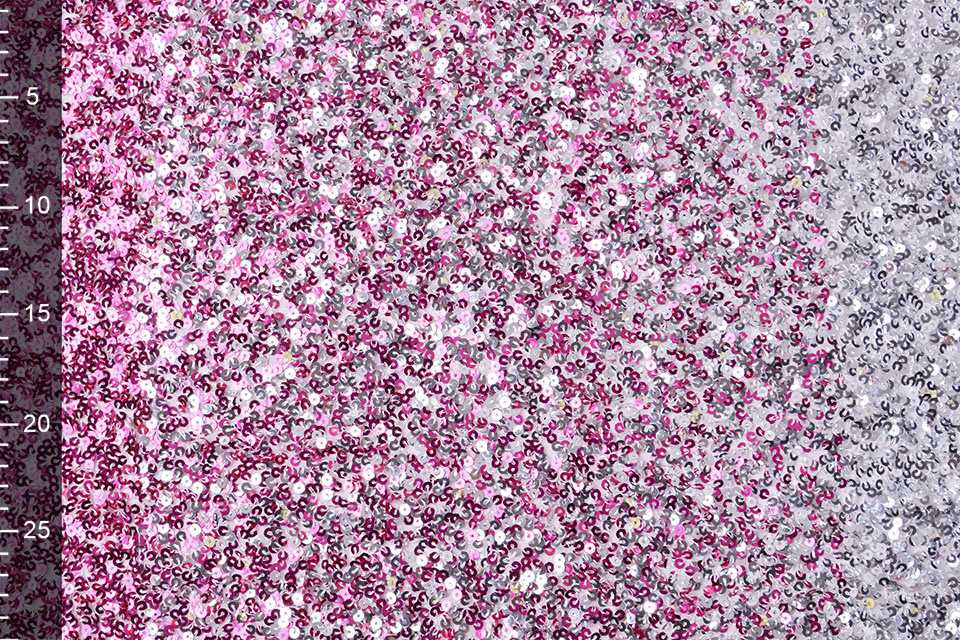 Pailletten Verloop op Chiffon Cyclaam Zilver