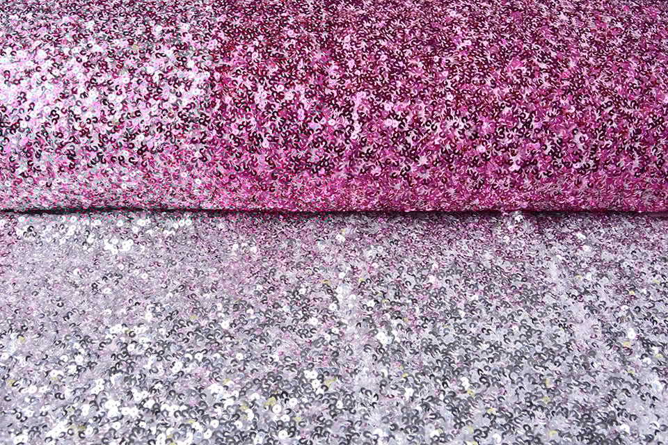 Pailletten Verloop op Chiffon Cyclaam Zilver