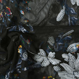 Mesh Embroidered Sequins Ivy Blue White