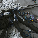 Mesh Embroidered Sequins Ivy Blue White