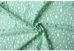 Broderie Katoen Viscose Elise Mint Groen