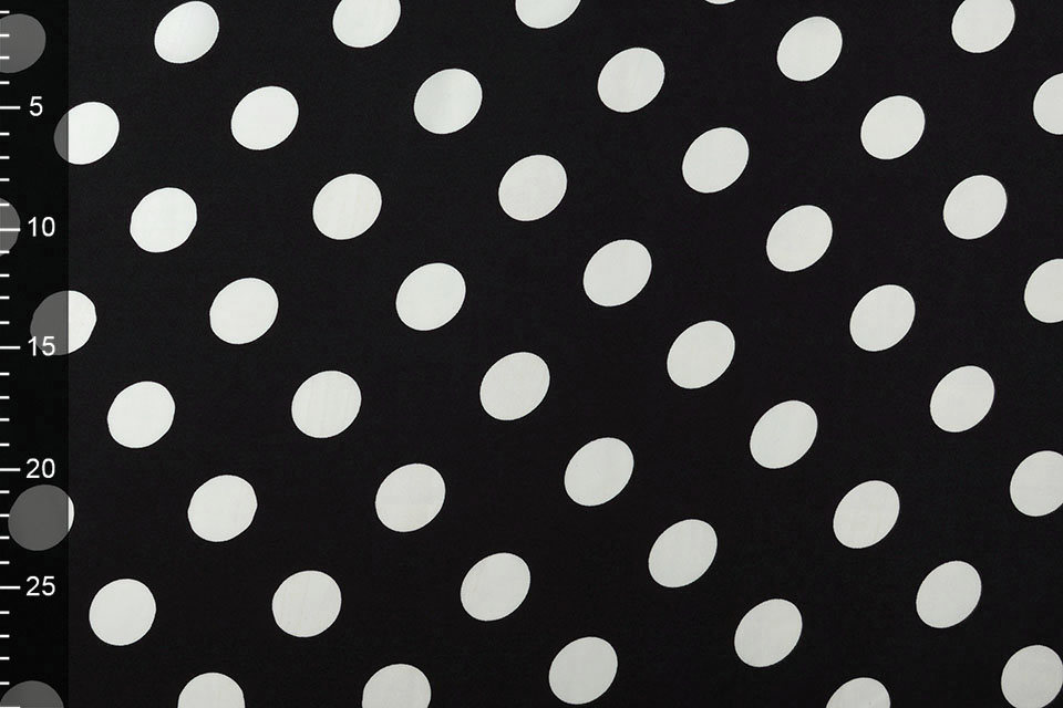Crepe Polyester Big Dots Schwarz
