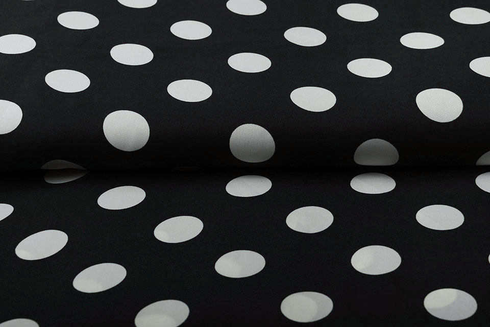 Crepe Polyester Big Dots Schwarz