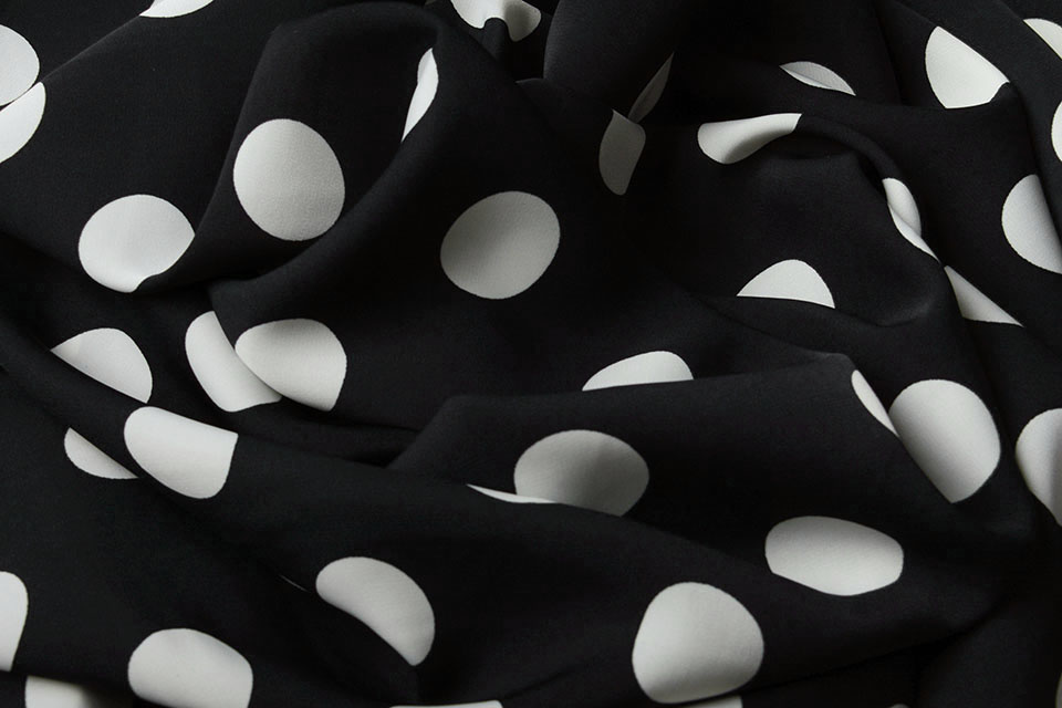 Crepe Polyester Big Dots Schwarz