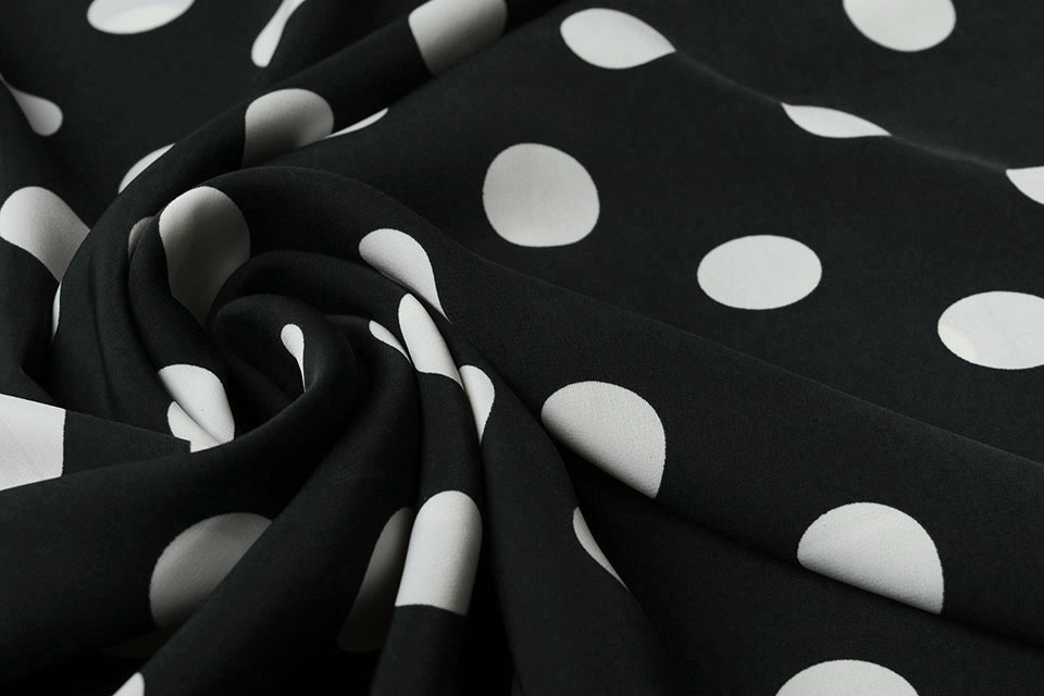 Crepe Polyester Big Dots Schwarz