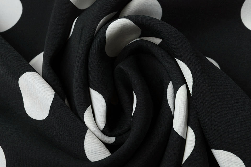 Crepe Polyester Big Dots Black