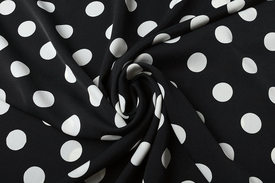 Crepe Polyester Big Dots Schwarz