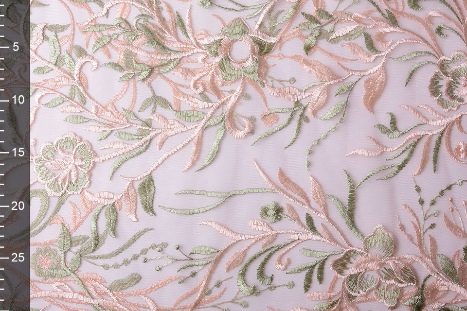 Mesh Geborduurd Sampana Roze Groen