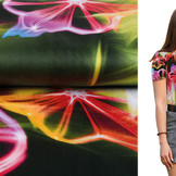 100% Viscose Digitaal Print Neon Roze Groen