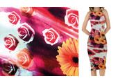 100% Viscose Digital Printed Gerbera and Rose Red