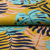100% Viscose Congo Bladeren Oker Geel