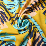 100% Viscose Congo Bladeren Oker Geel