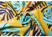 100% Viscose Congo Leaves Ocher Yellow