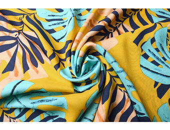 100% Viskose Congo Blätter Ockergelb