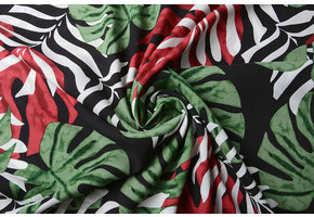 100% Viscose Congo Bladeren Zwart