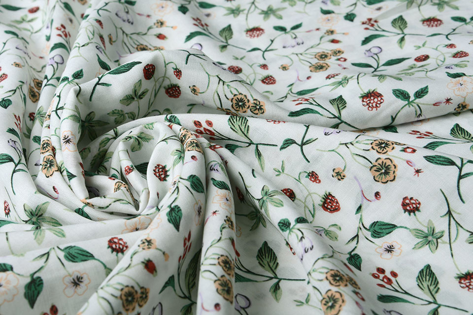 100% Viscose Vive Kleine Aardbei
