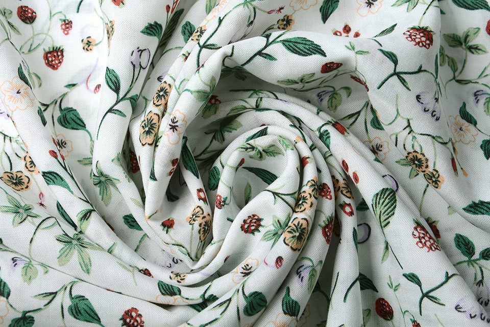 100% Viscose Vive Kleine Aardbei