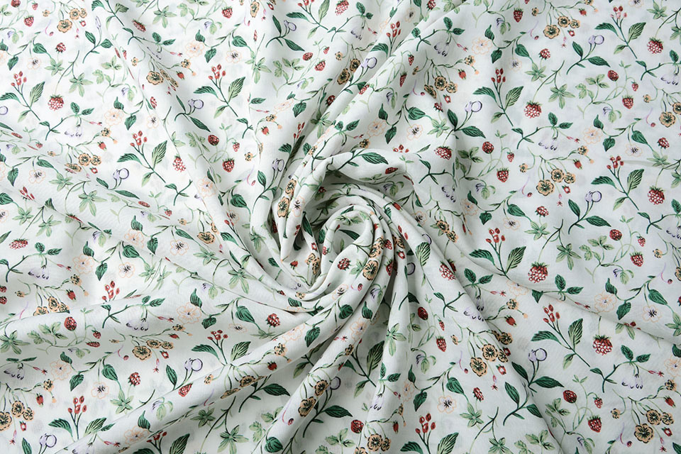 100% Viscose Vive Kleine Aardbei