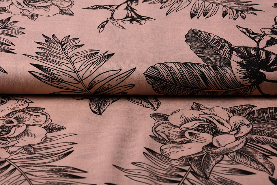 100% Viscose Scarlett Bloemen Poeder Roze