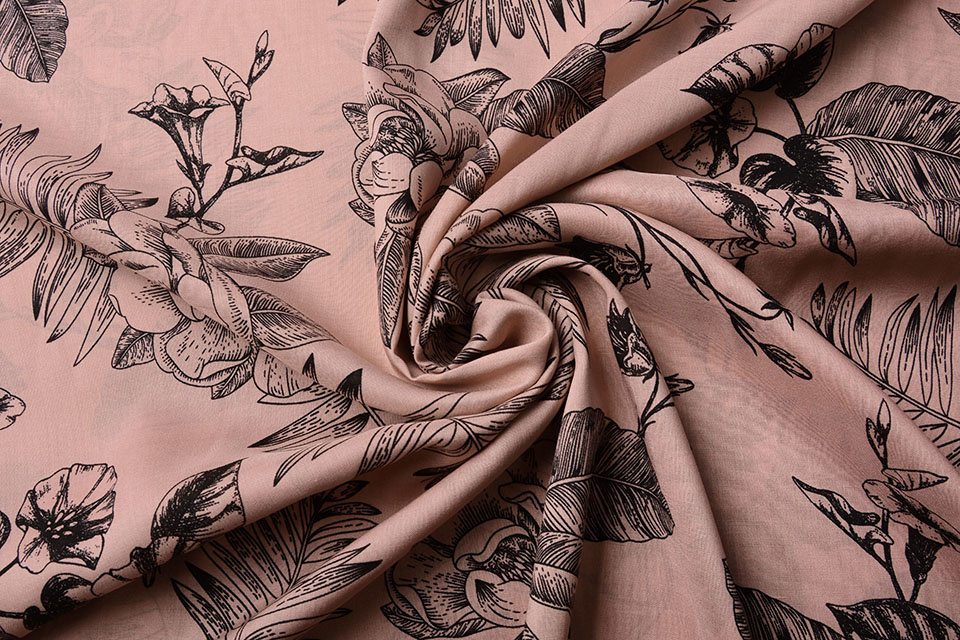 100% Viscose Scarlett Bloemen Poeder Roze