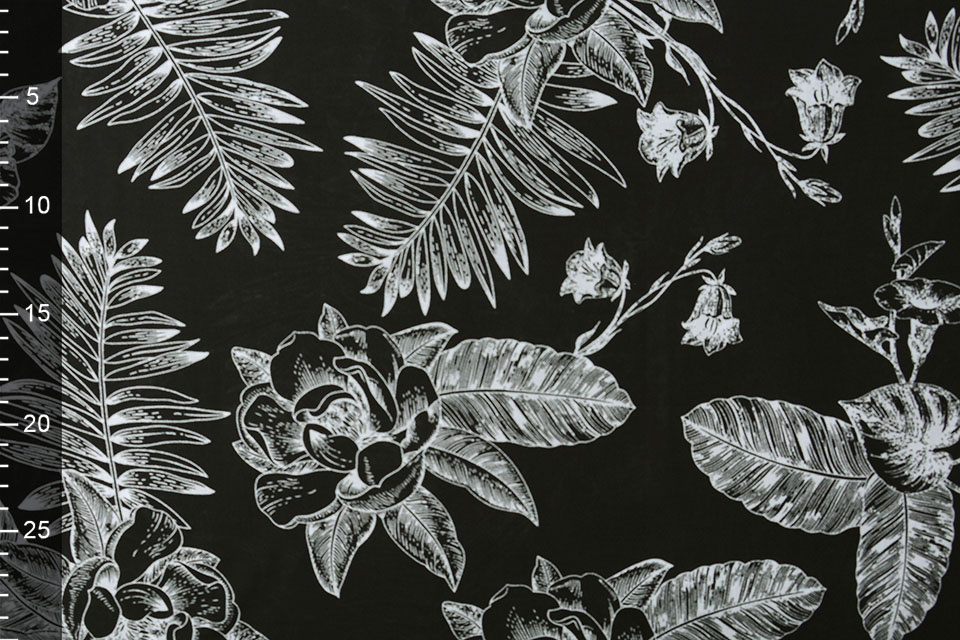 100% Viscose Scarlett Bloemen Zwart