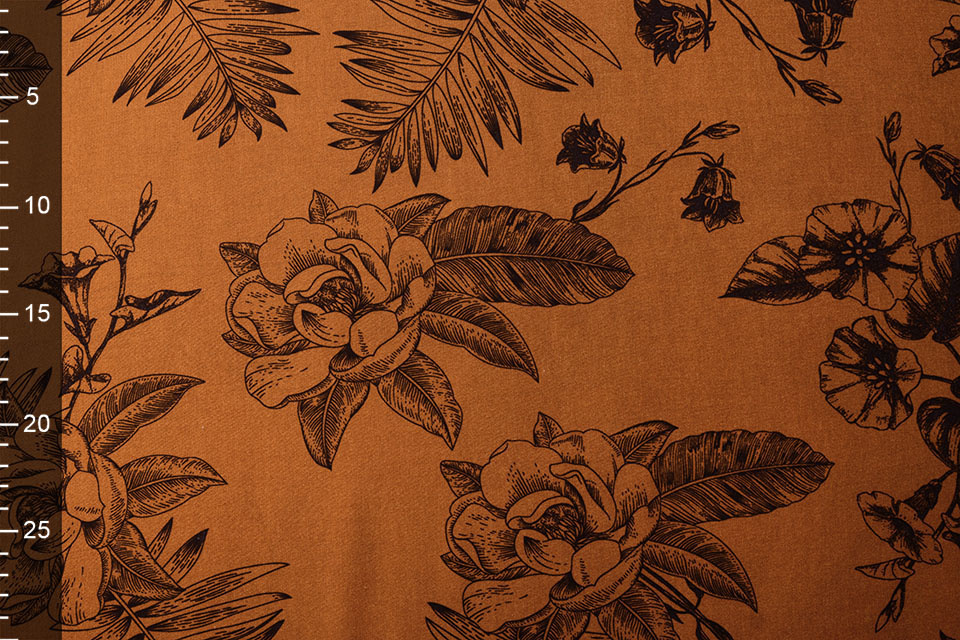 100% Viscose Scarlett Flowers Brique