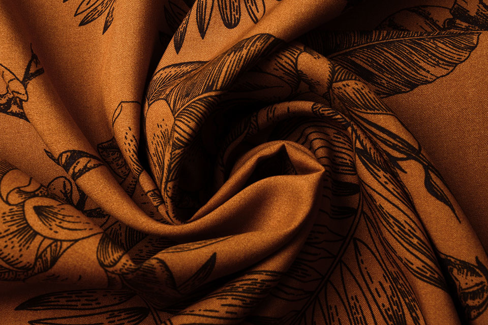 100% Viscose Scarlett Flowers Brique